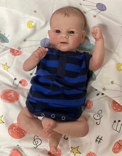 Reborn Dolls 17inch 46cm Reborn Baby Dolls Reborn Toddler Dolls Lifelike Real Soft Touch Maddie with Hand-Drawing Hair Handmade Doll Xmas Gift (FREE POSTAGE)