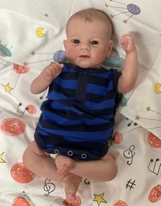 Reborn Dolls 17inch 46cm Reborn Baby Dolls Reborn Toddler Dolls Lifelike Real Soft Touch Maddie with Hand-Drawing Hair Handmade Doll Xmas Gift (FREE POSTAGE)