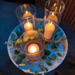 22 Glass jars for candles, ideal for wedding.