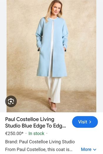 PAUL COSTELLOE powder blue oversized bucket coat Sz L - Fit 16-18UK - Bnwt Rrp 195