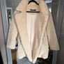 Zara Faux Fur Shearling Coat Ecru/Beige Size L Image 2