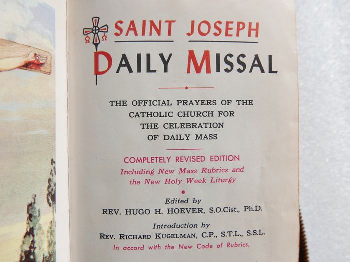 Vintage Saint Joseph Daily Missal Catholic Mass Prayer Book with Leather Cover