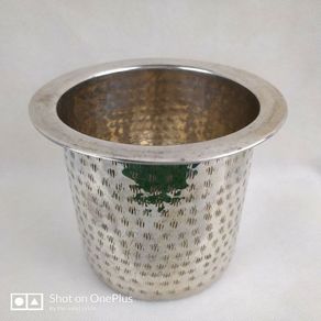 Paola Navone Egizia Chandi Silver Plated Ice Bucket Hand Hammered Engraved