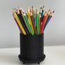 Minimalist Matte Black Ribbed Pot or Desk Organizer 3D Printed with Free Post Image 4