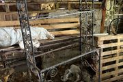 Vintage Iron Shelving Unit Ornate Scrollwork