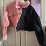 Pink and black denim jacket Image 2