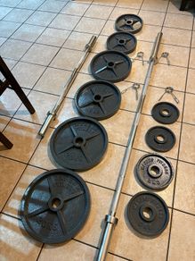 Olympic Metal Weights, Olympic Barbell, Ez Curl Bar And Collars,