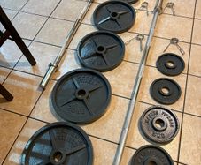 Olympic Metal Weights, Olympic Barbell, Ez Curl Bar And Collars,