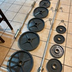 Olympic Metal Weights, Olympic Barbell, Ez Curl Bar And Collars,
