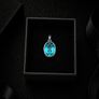 925 Vintage Sterling Silver Blue Crystal Pendant Image 2