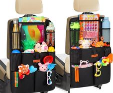 UPGRADED Car Seat Organiser for up to 11-inch Tablet Holder, 8 Pockets, Kids Toy Storage, Water Proof Back Seat Protector for Kids