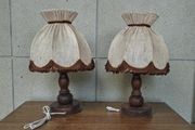 Pair of vintage turned wood lamps