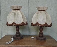 Pair of vintage turned wood lamps