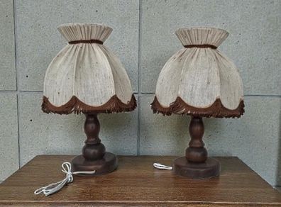 Pair of vintage turned wood lamps