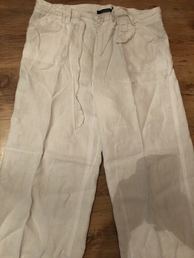 White Linen Ankle Grazer Trousers