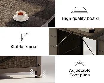 Computer Desk with 8 Fabric Drawers, Office Desk with Storage 120 x 48 cm Black Home Office Desk, PC Study Desk for Bedroom and Living Room Compact Work Table with More Storage Space