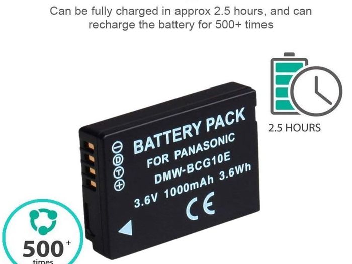Panasonic compatible DMW-BG10E Replacement battery, 1000mah