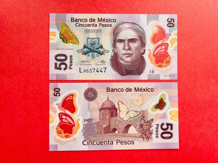 Mexico   50  Pesos.  2012  . Pick  123 . Polymer. Plastic   ( Uncirculated )