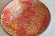Coconut shell bowl with Lacquer Painting flowers on bowl