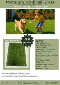 20mm New Artificial Grass - 7.99 per sqm