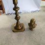 2 BRASS ITMEES-1- Primitive Antique Early Country Brass Push Up 9.5 INCHES Candlestick55.00 euro. 2- Brass Oliver Plunkett Tapper or papper wighte 60.00 euro. Image 2