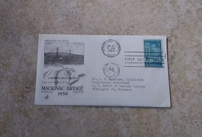 USA - First Day Cover and Letter - 1958 - Mackinac Bridge