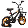 Kids Bike with Front Carrier 12 inch Black and Orange Image 3