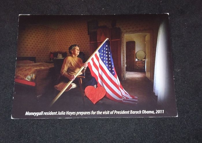 Ireland Postcard : Moneygall Resident " Julia Hayes " Prepares For The Visit of President Barack Obama , 2011