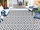 Outdoor Rug, 180 x 120cm Waterproof Picnic Blanket Black Reversible Floor Mat Recycled UV Resistant Rugs Camping Woven Plastic Straw Mats Indoor Rug for Garden RV Patio Deck Balcony BBQ Beach