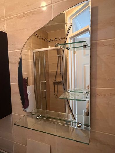 Contemporary Bathroom Mirror with 3 Glass Shelves 50 x 70cm