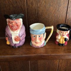 3 small mini toby jugs