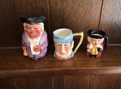 3 small mini toby jugs