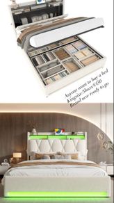 king size LED light bed without mattress