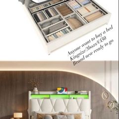 king size LED light bed without mattress