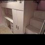 White high sleeper bed with desk, wardrobe and storage steps Image 2
