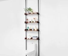 Over the Toilet Storage, 4-Tier Adjustable Over Toilet Bathroom Organizer, Low-carbon Steel 53"-132" Tall Storage Shelf Rack