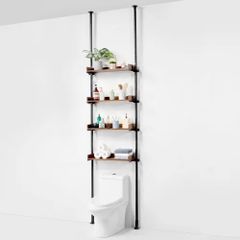 Over the Toilet Storage, 4-Tier Adjustable Over Toilet Bathroom Organizer, Low-carbon Steel 53"-132" Tall Storage Shelf Rack