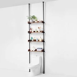 Over the Toilet Storage, 4-Tier Adjustable Over Toilet Bathroom Organizer, Low-carbon Steel 53"-132" Tall Storage Shelf Rack