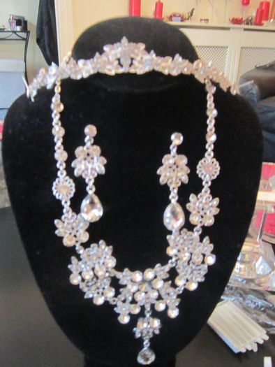 Bride's Designer Crystal Head piece Necklace and Earrings