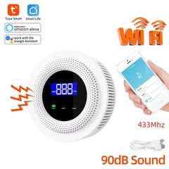 Tuya WiFi Natural Gas Leak Detector LPG Leakage Sensor Sound Alarm & 433MHz Remote Control Protection Security Smart Home