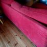 Red sofa and footstool Image 3