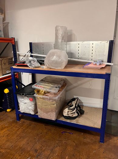 Workshop Fit-Out - Blue Racking & 3 Worktables