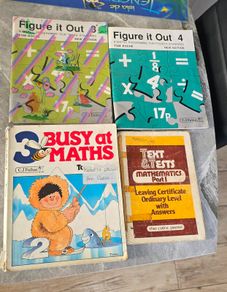 4 x Maths Books C.J. Fallon Busy at Maths Figure it out Workbooks Textbooks Old School Books Vintage 1983 1979 1990