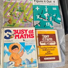 4 x Maths Books C.J. Fallon Busy at Maths Figure it out Workbooks Textbooks Old School Books Vintage 1983 1979 1990