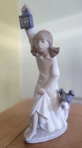Lladro Nao Daisa Girl with Lamp & Dog Figurine