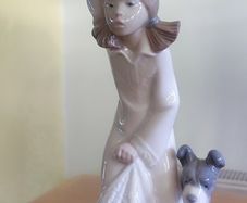 Lladro Nao Daisa Girl with Lamp & Dog Figurine
