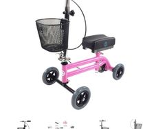Kneerover Junior mobility knee scooter in pink. Well-used, but still working well!