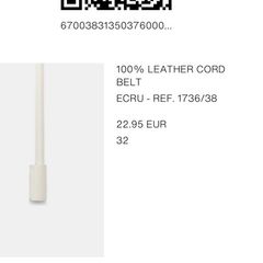 ZARA off white Leather rope belt