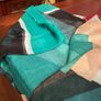 SAMOON BARGAIN PRICE. New Light Weight Scarf In Jade Green Dark Navy Beige And White .length Is 180 Cm Image 8