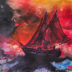 Galway hooker watercolour